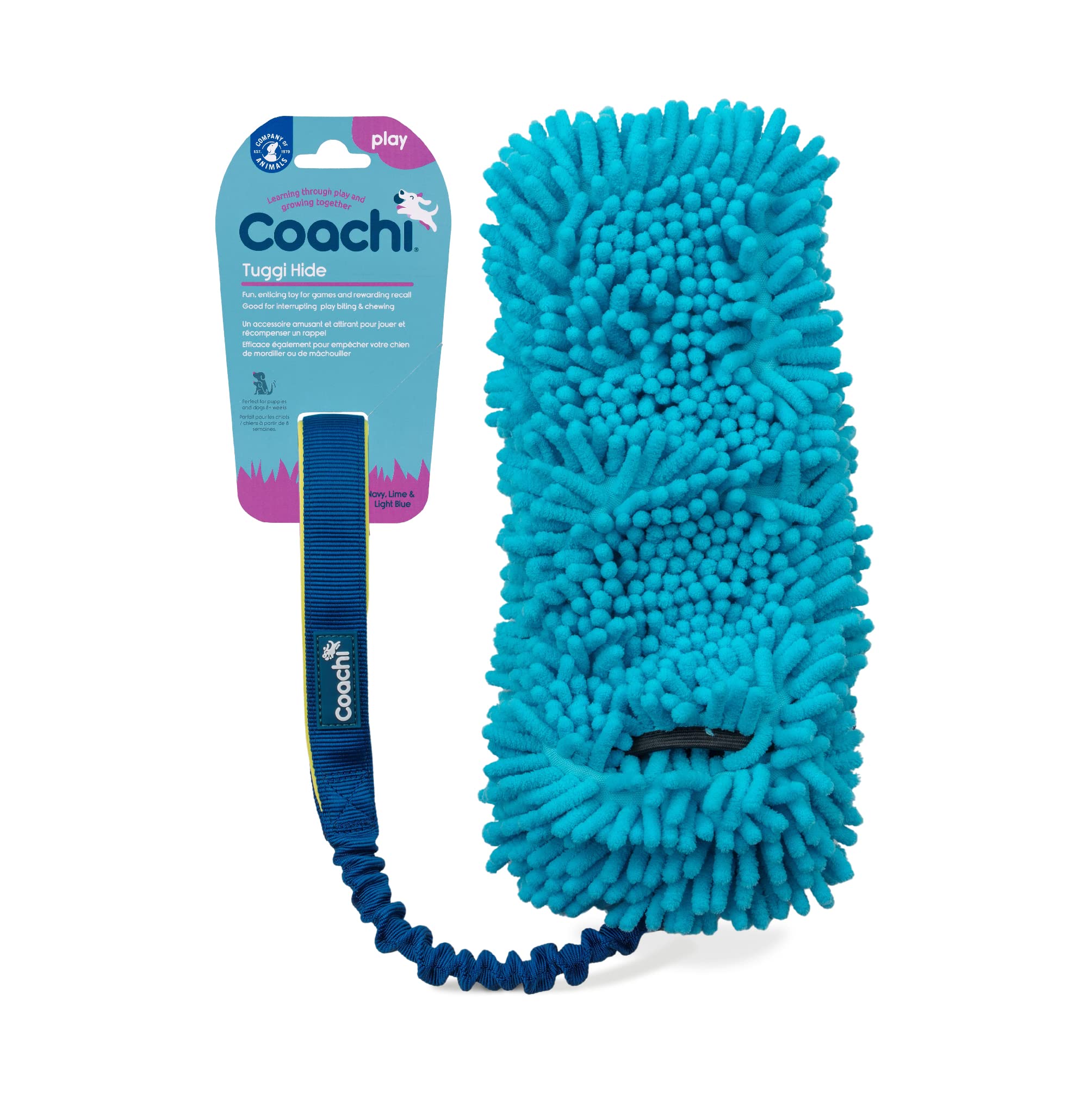 Coachi Tuggi Hide, perfekt für interaktives Spiel, robust & angenehm, dehnbarer Bungee-Griff, Belohnungstraining, Rückruftraining, Unterbinden von Beißen & Kauen, ideal für Agility. Für Hunde & Welpen