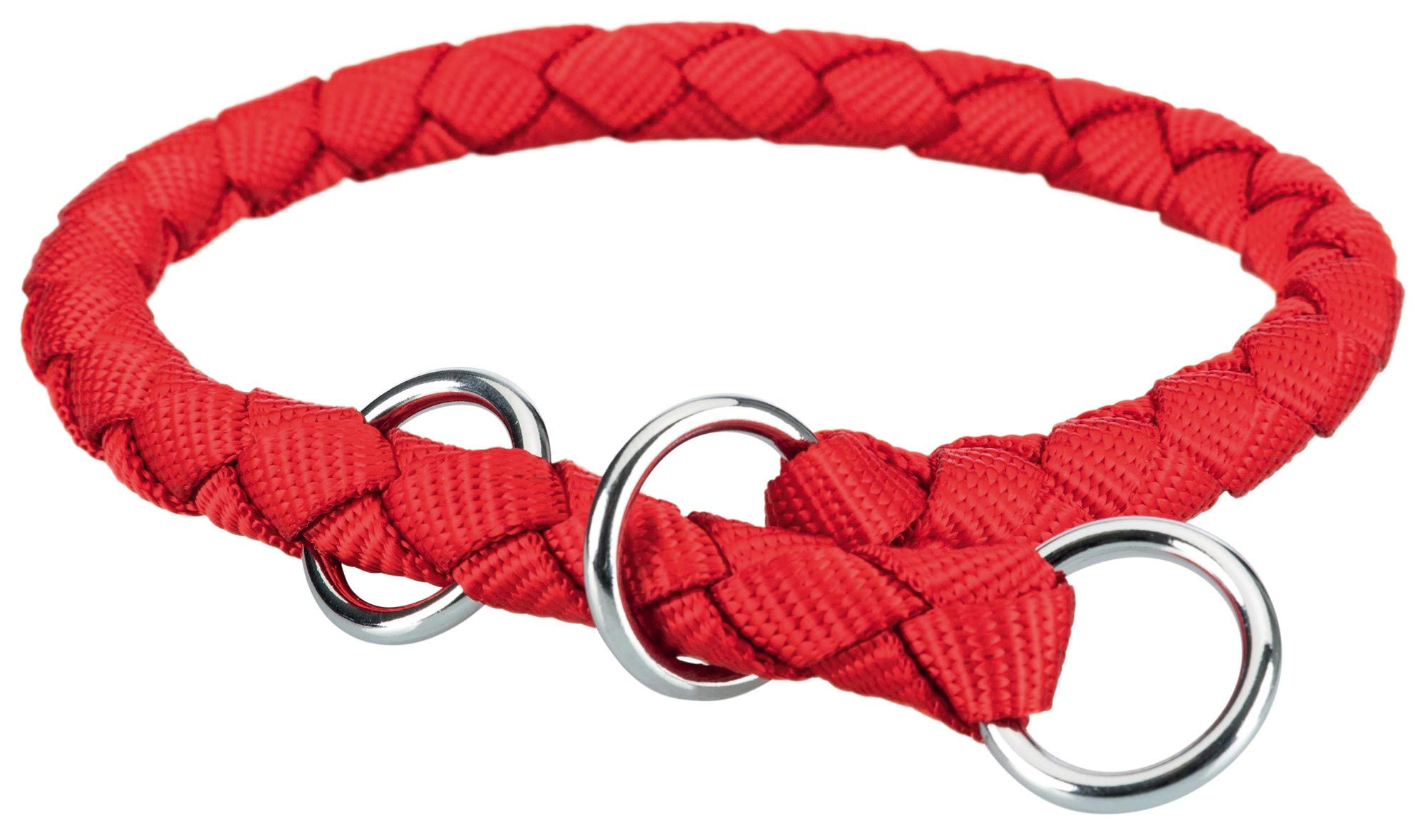 TRIXIE Cavo Zug-Stopp Halsband Größe XS–S: Halsumfang 25–31 cm/ø 12 mm in rot – Hundehalsband aus Gurtband für sehr kleine bis kleine Hunde, rund geflochten, 144403